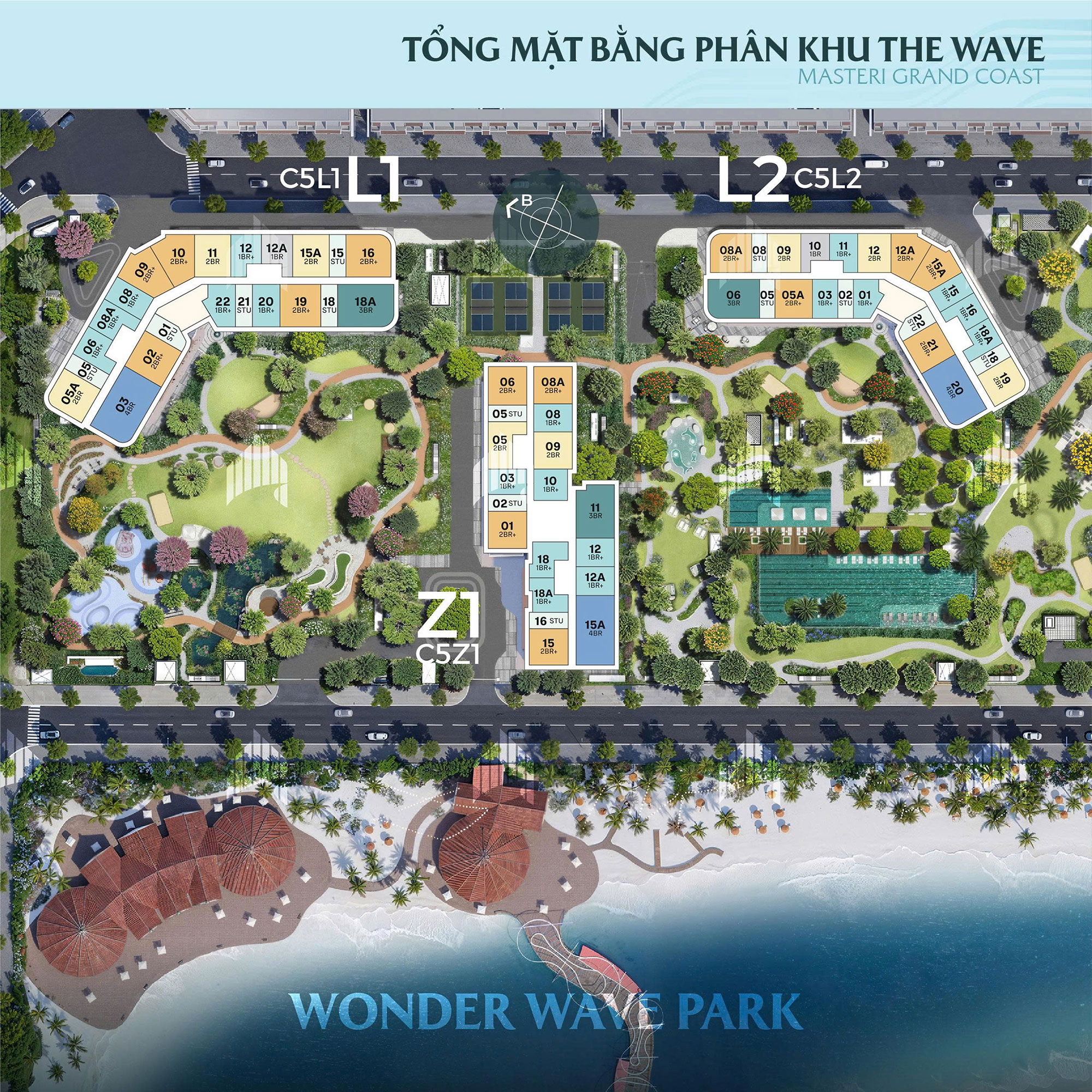 Mặt bằng phân khu The Wave