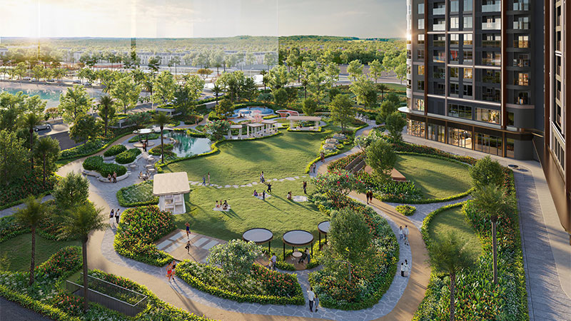 Bãi cỏ trung tâm The Wave Masteri Grand Coast